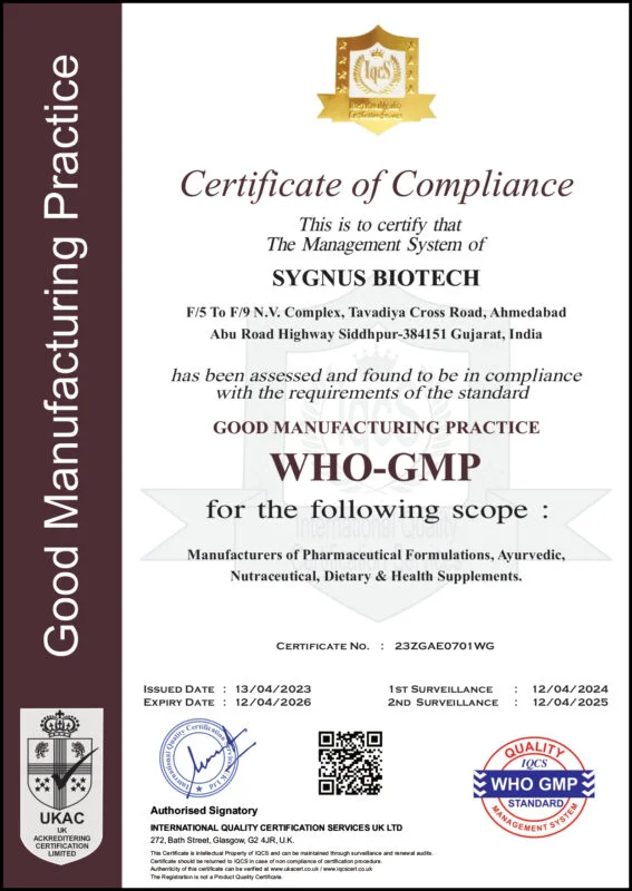 WHO-GMP CERTIFICATE